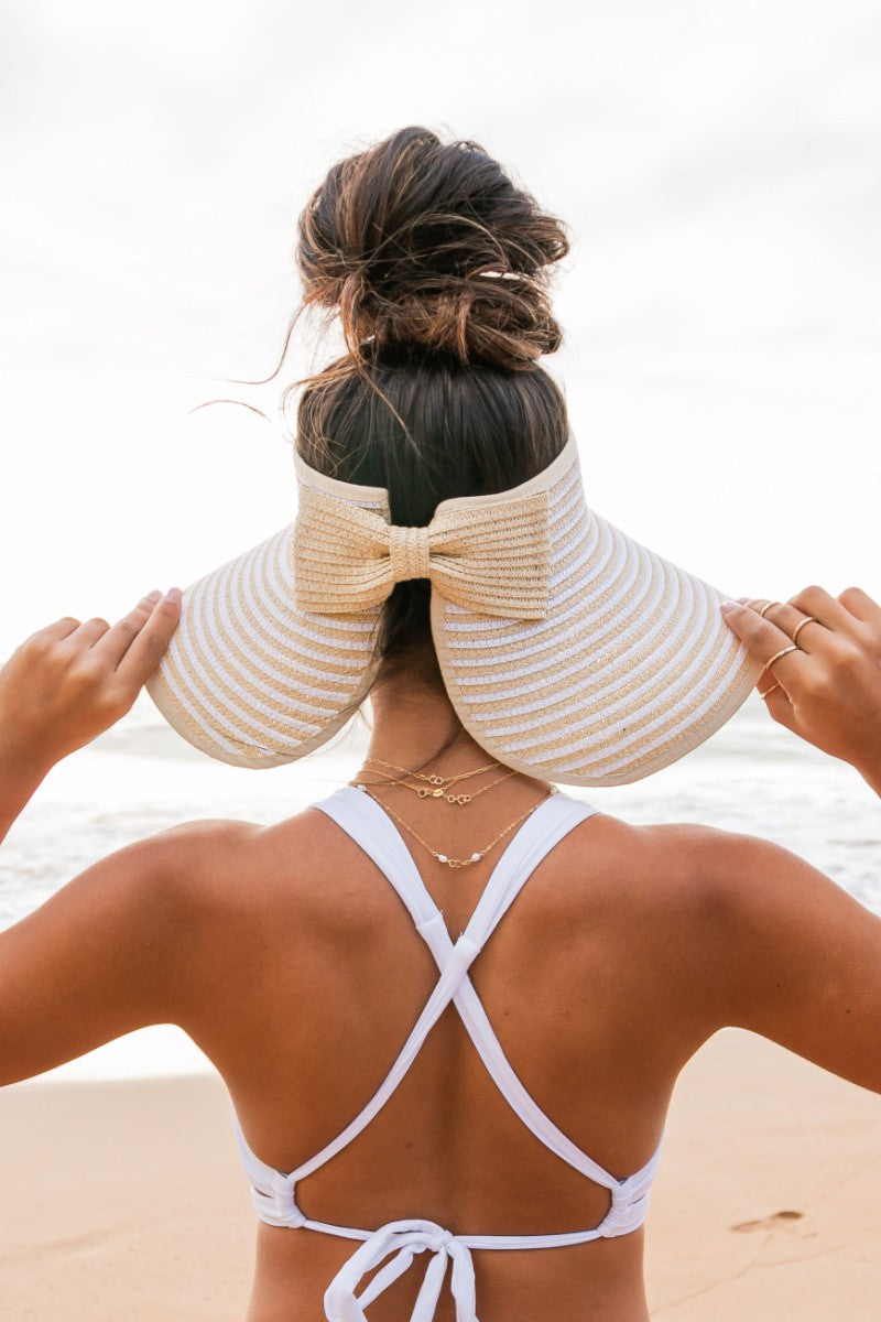 Striped Bow Roll-Up Hat