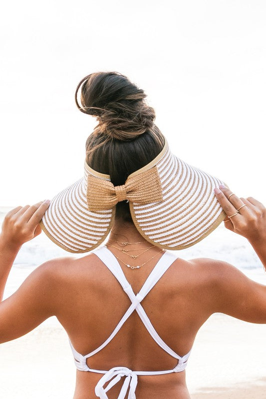 Striped Bow Roll-Up Hat