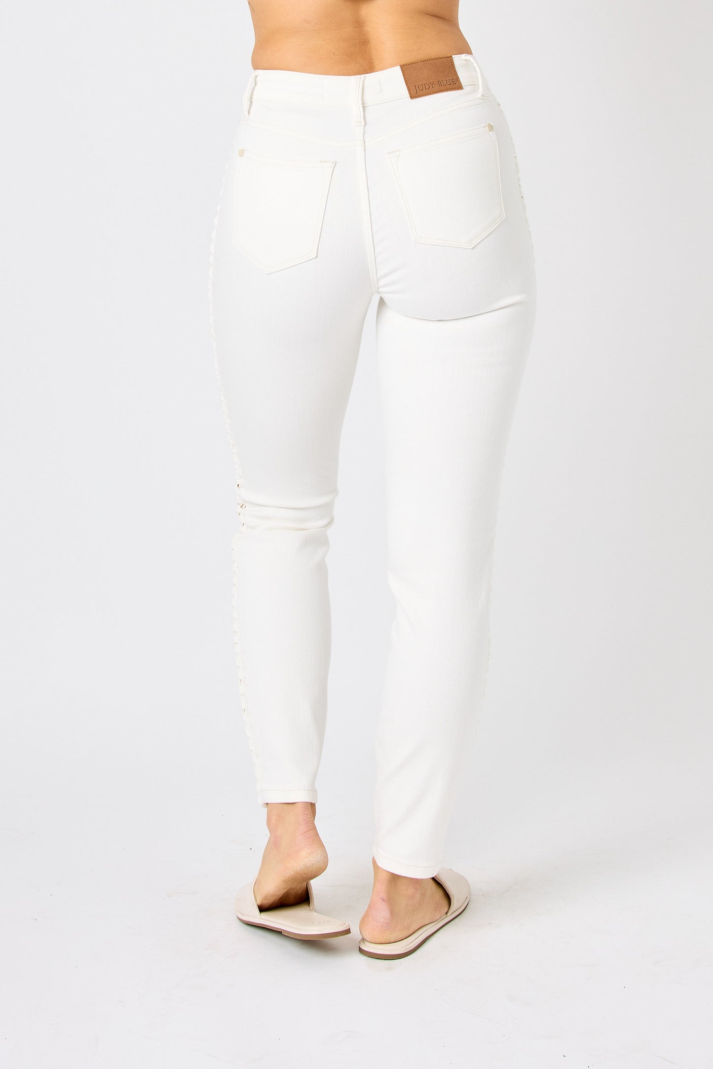 Judy Blue White Braided Denim