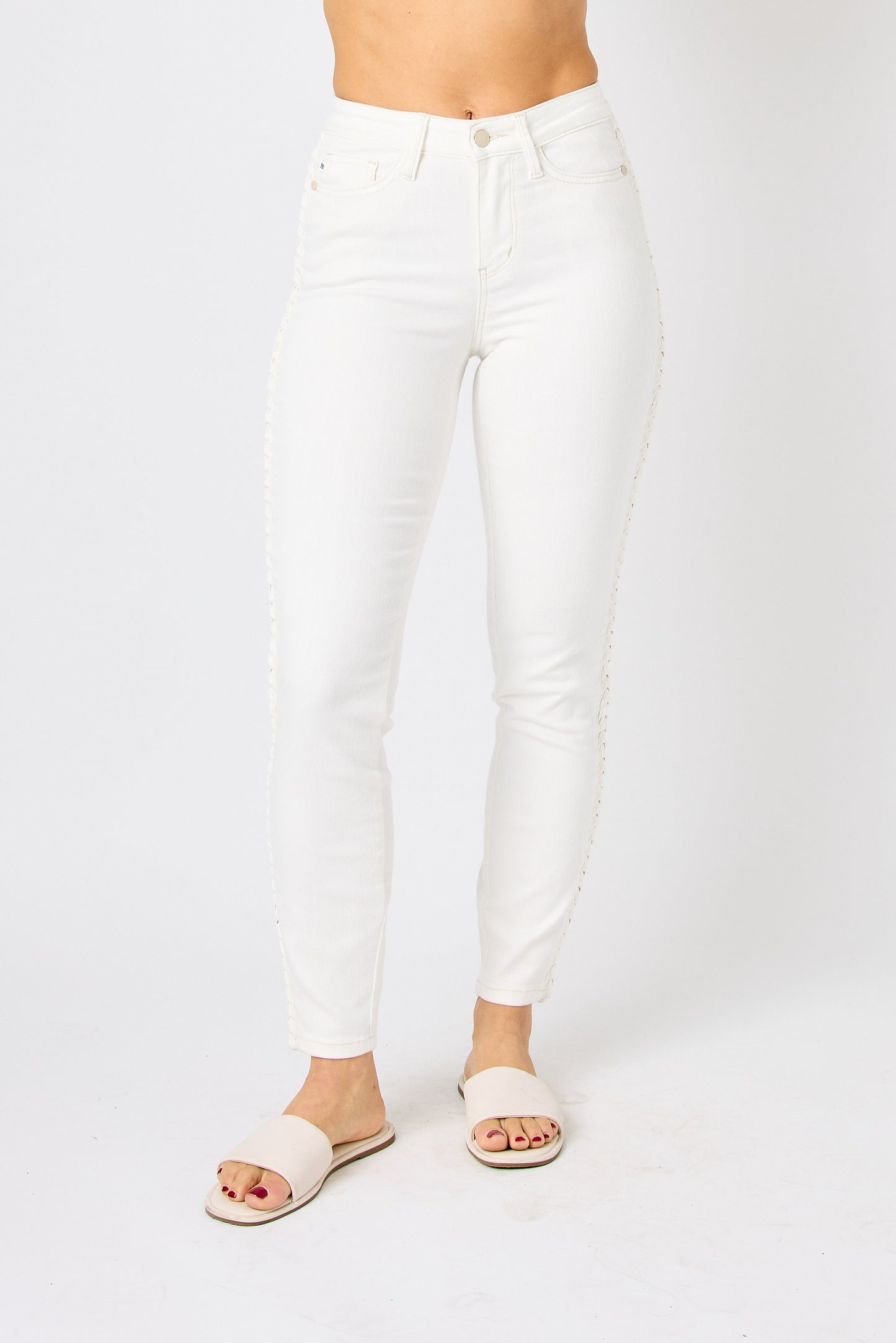 Judy Blue White Braided Denim