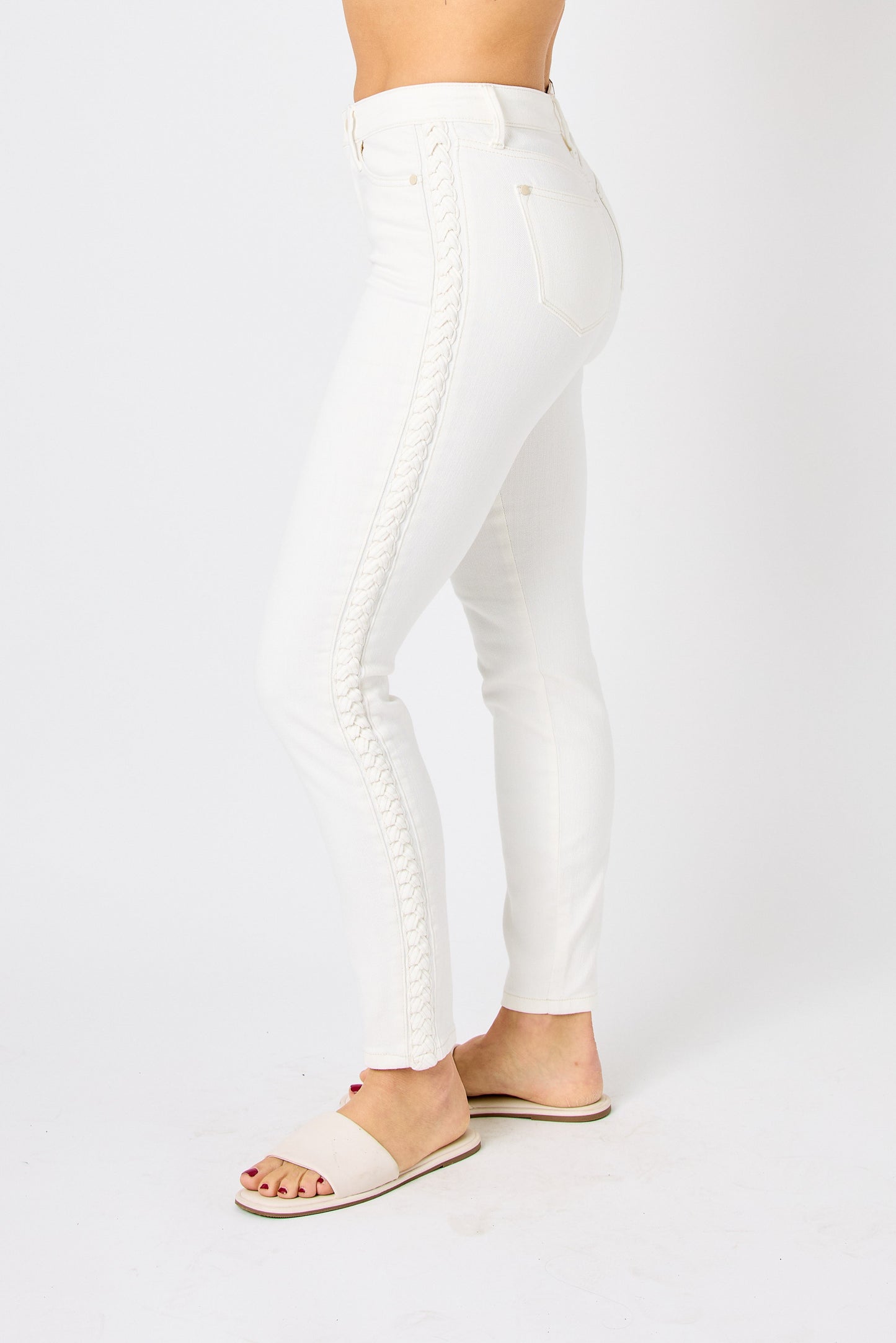 Judy Blue White Braided Denim