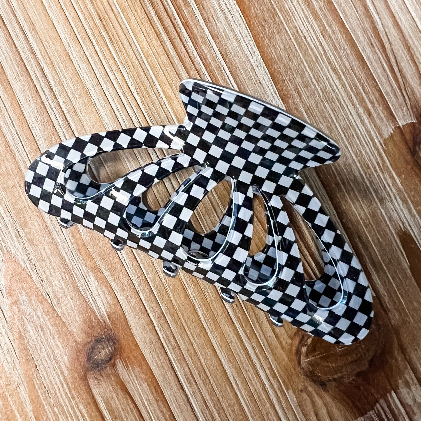 Checker Butterfly Hair Clip