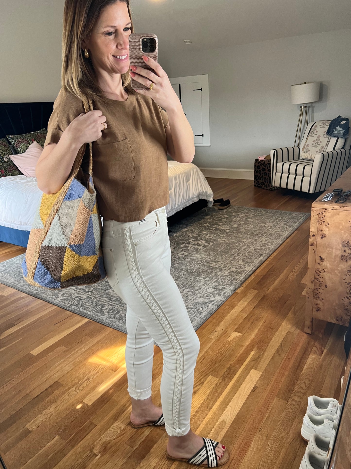 Judy Blue White Braided Denim
