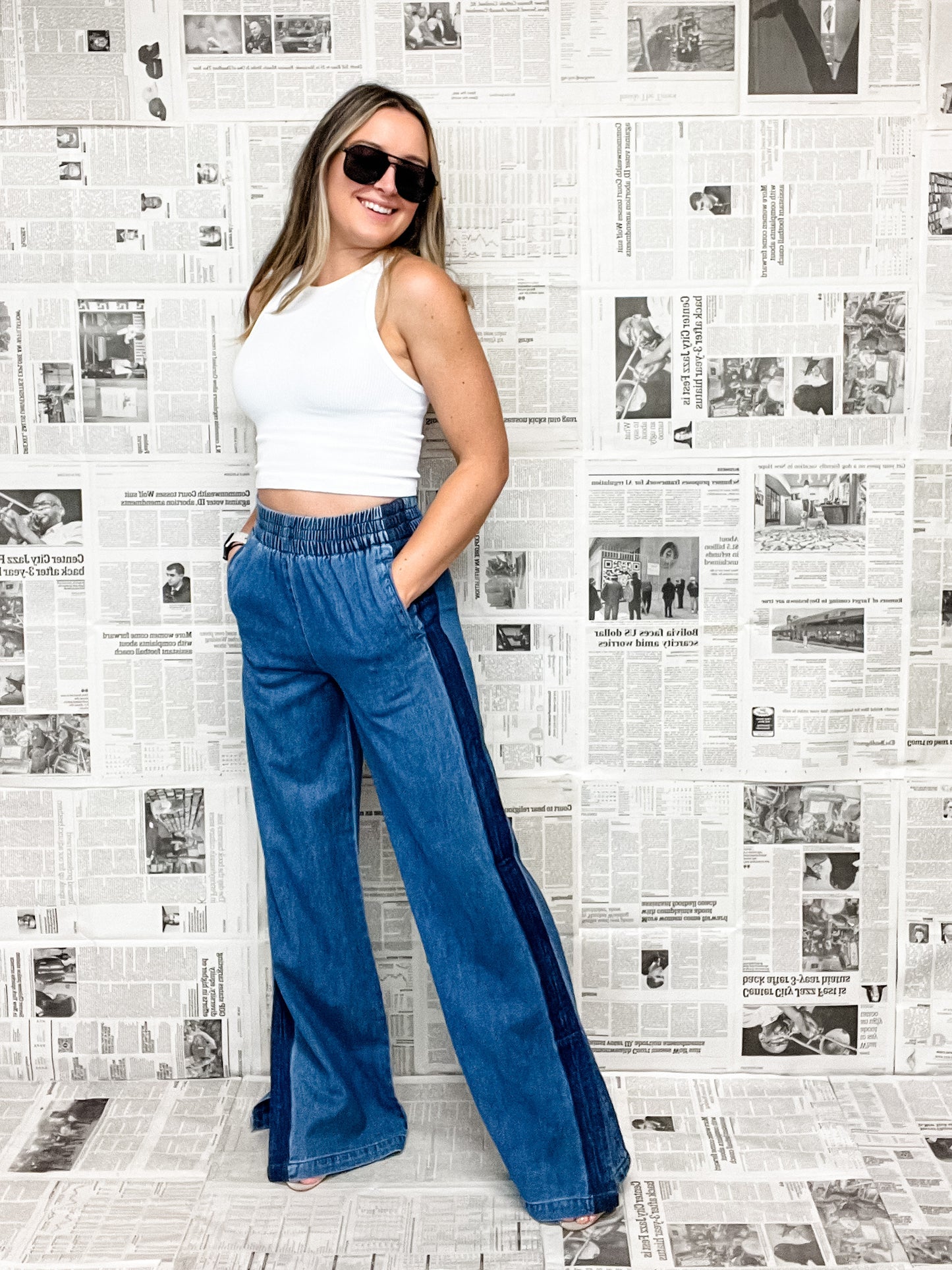 Risen Elastic Waist Denim