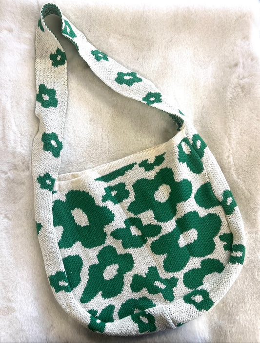 Floral Knit Shoulder Bag