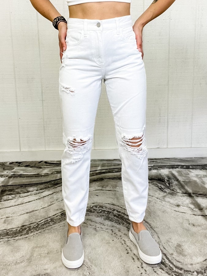 Sneak Peek High Rise White Denim
