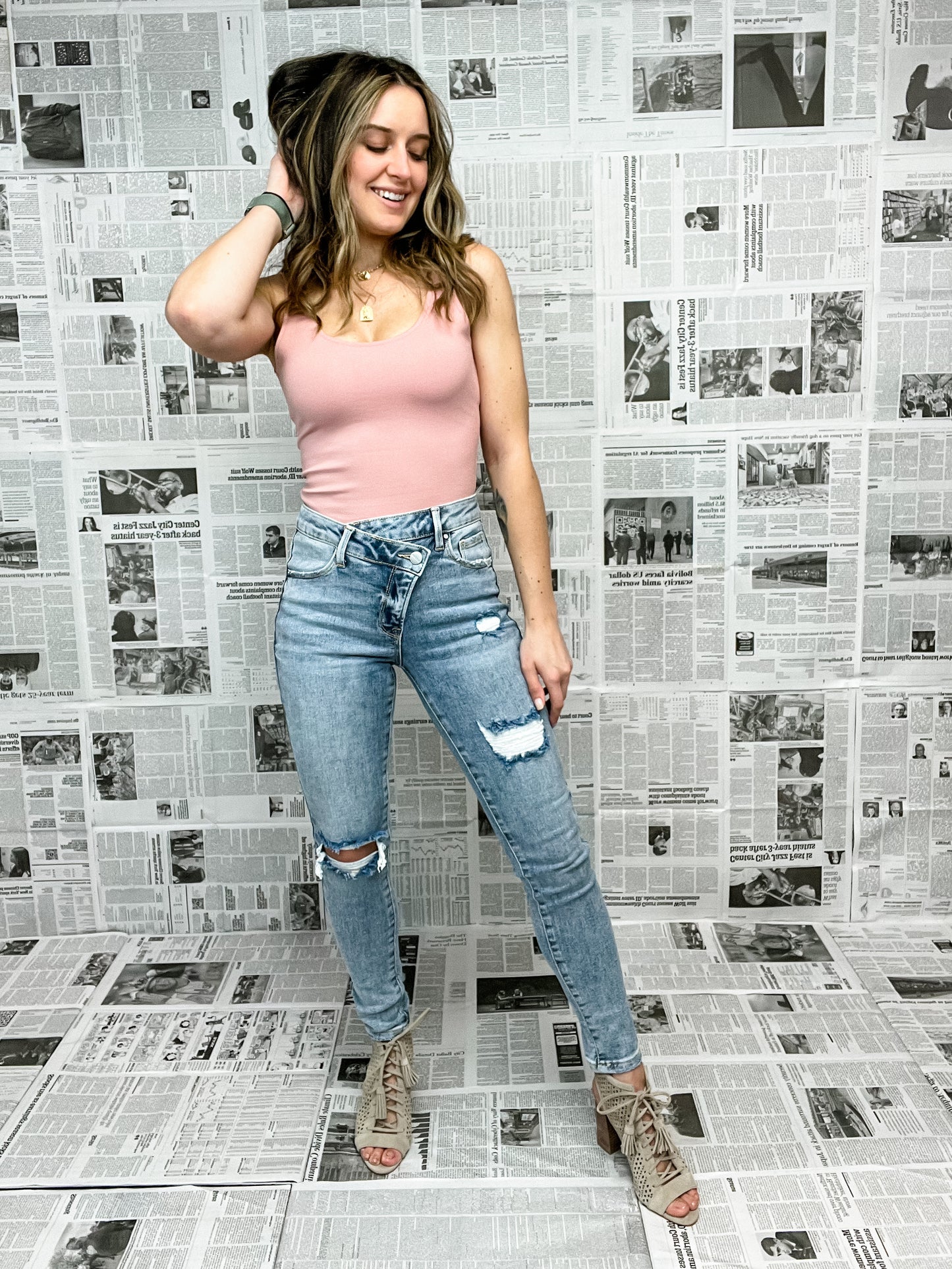 Risen High Rise Crossover Relaxed Skinny Denim