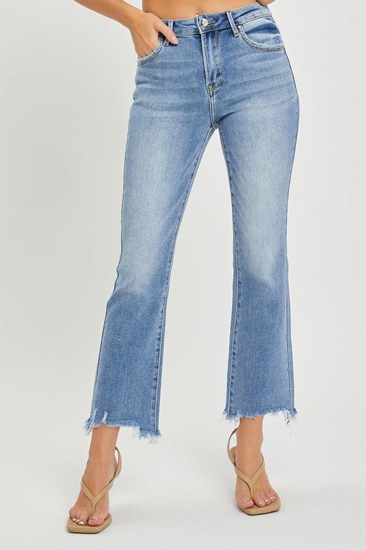 Risen High Rise Cropped Slim Straight Denim