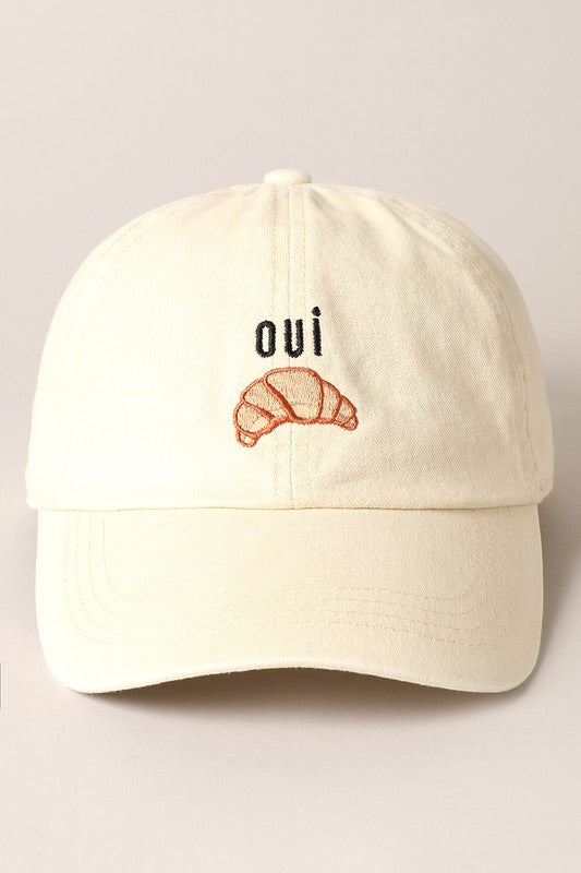 Oui Croissant Baseball Hat