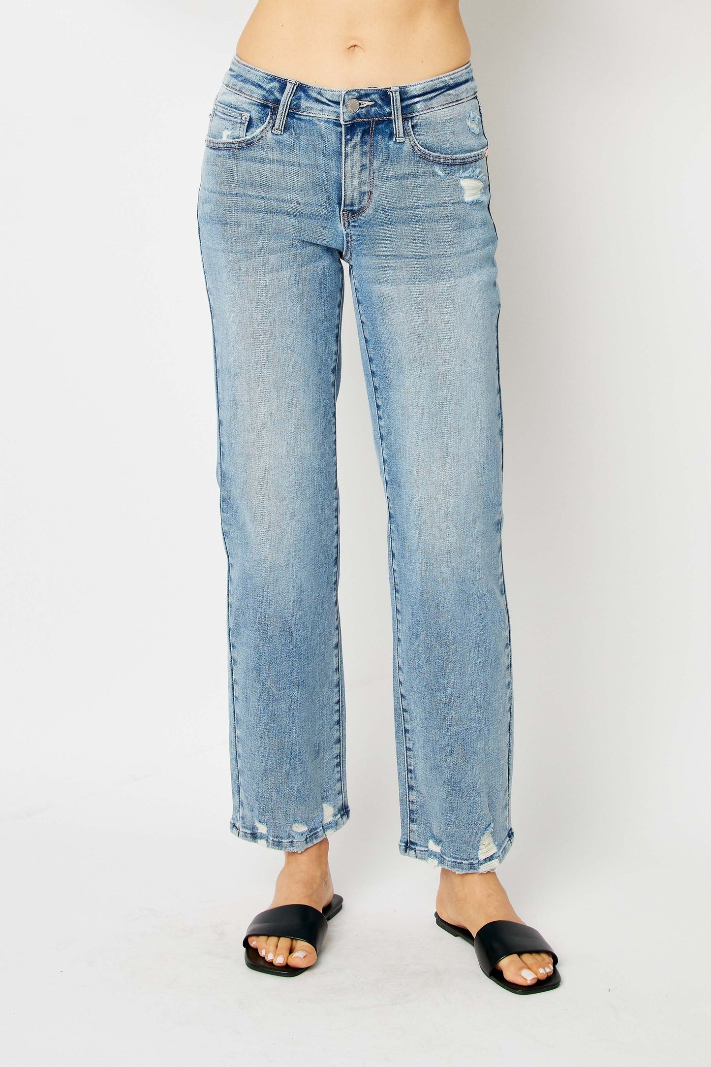 Judy Blue Mid Rise Straight Denim