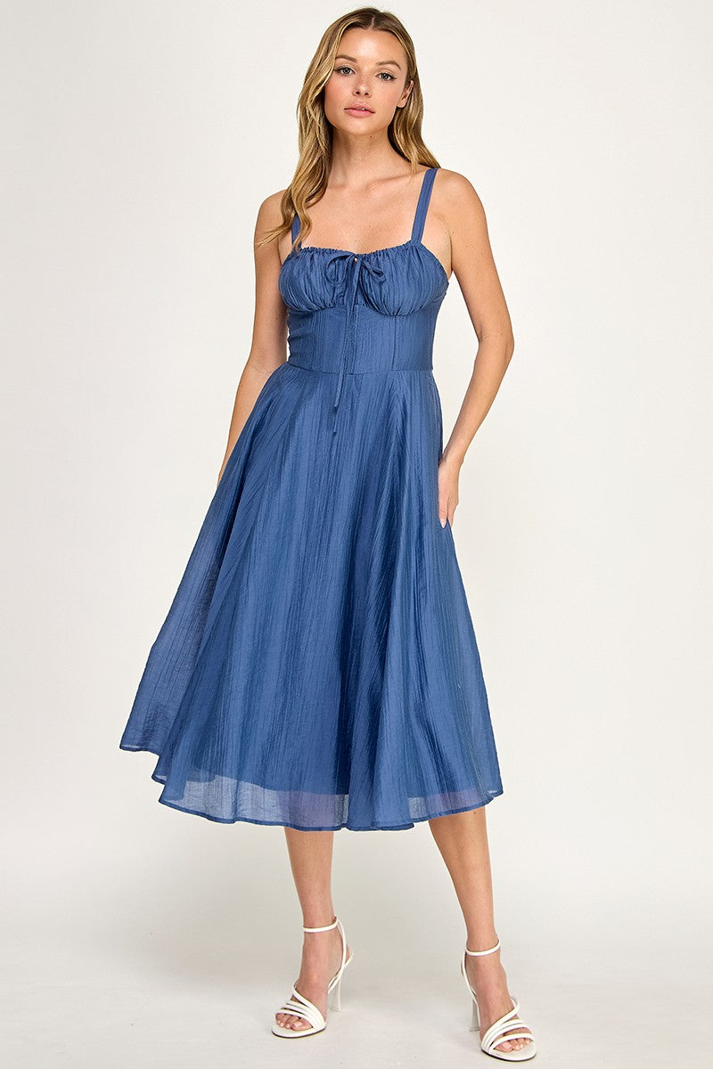 D5279 Blush & Day Bustier A-line Midi Dress D Blue side