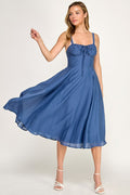 D5279 Blush & Day Bustier A-line Midi Dress D Blue