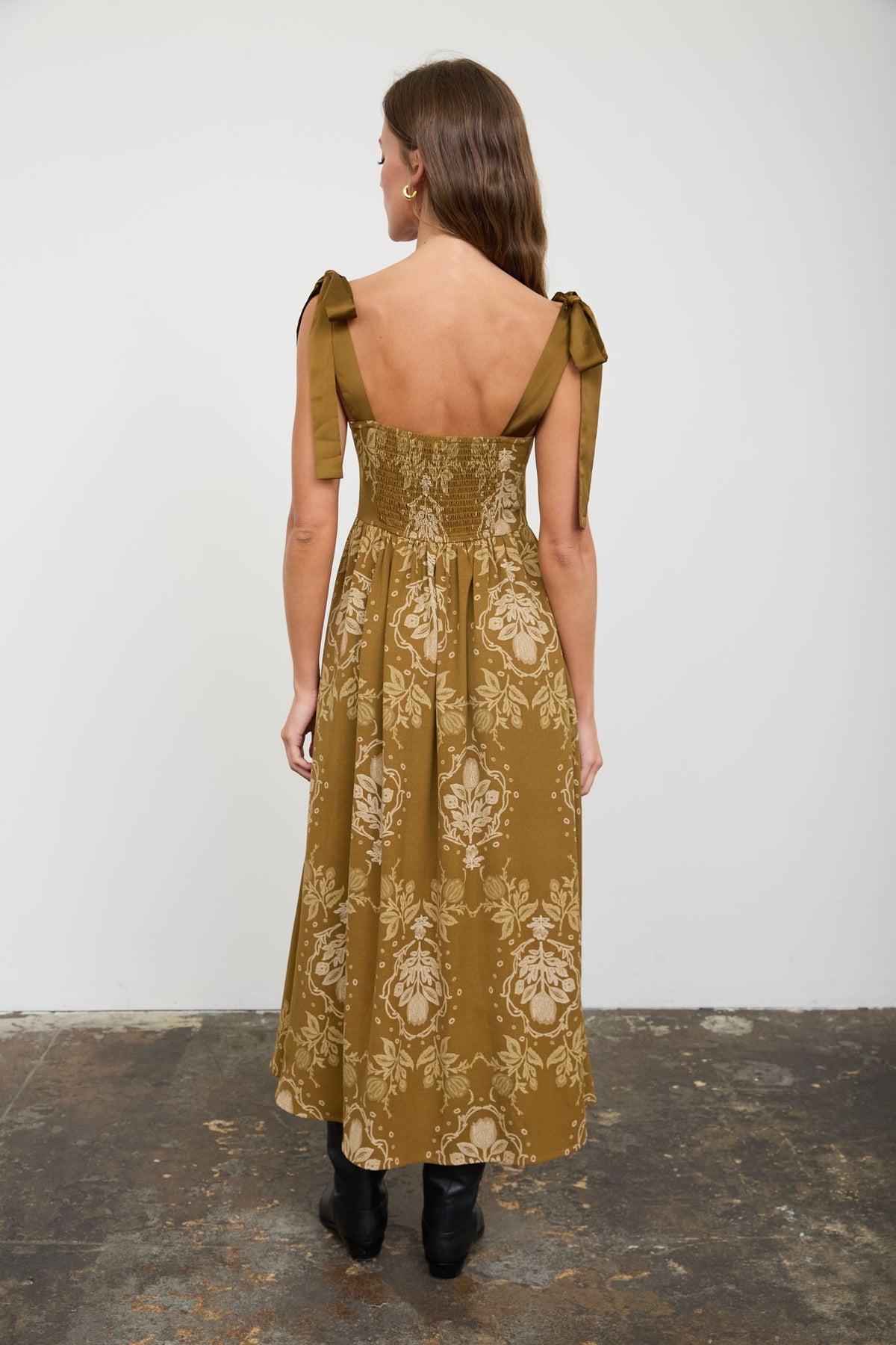 The Bianca Dress - Dark Olive Multi