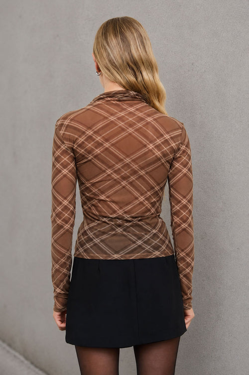The Ingrid Top - Brown Plaid