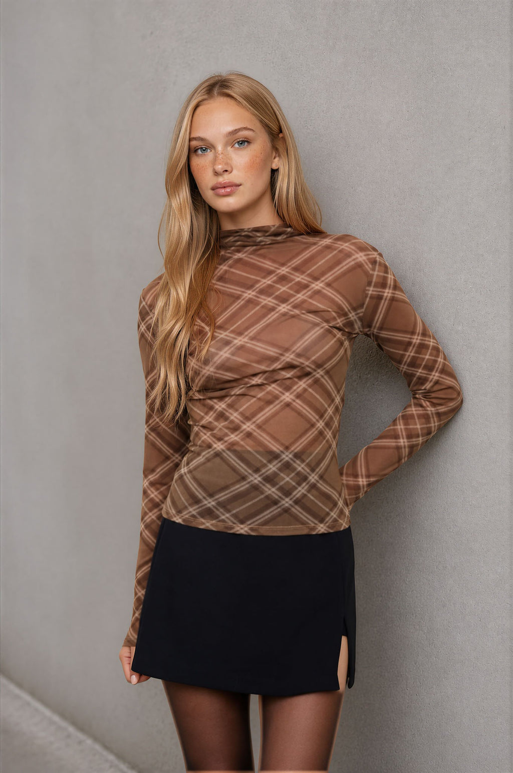 The Ingrid Top - Brown Plaid