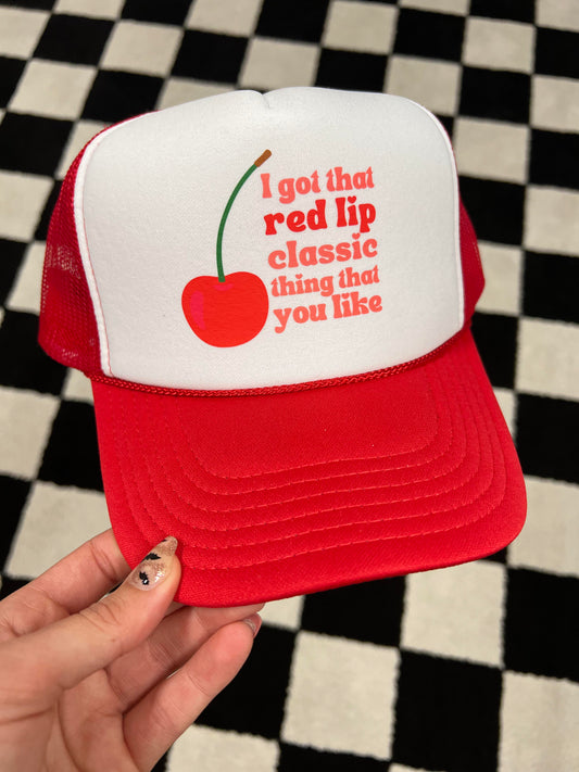 Red Lip Trucker Hat
