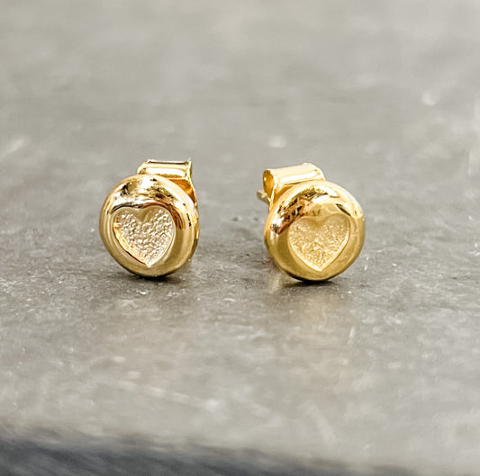 Gold Heart Stud Earrings