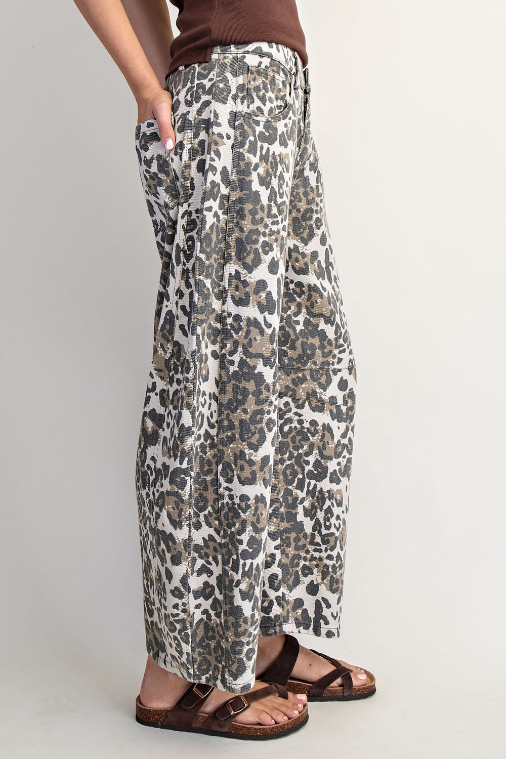 The Presley Jeans - Animal print barrel jeans side