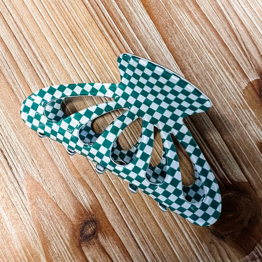 Checker Butterfly Hair Clip