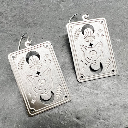 Kitty Tarot Card Earrings