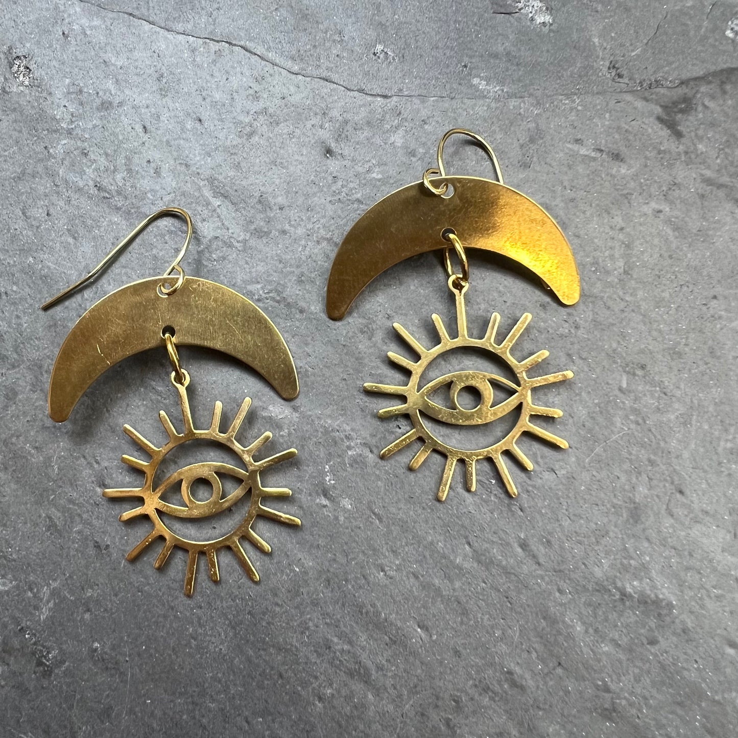 Sun, Moon and Evil Eye Earrings