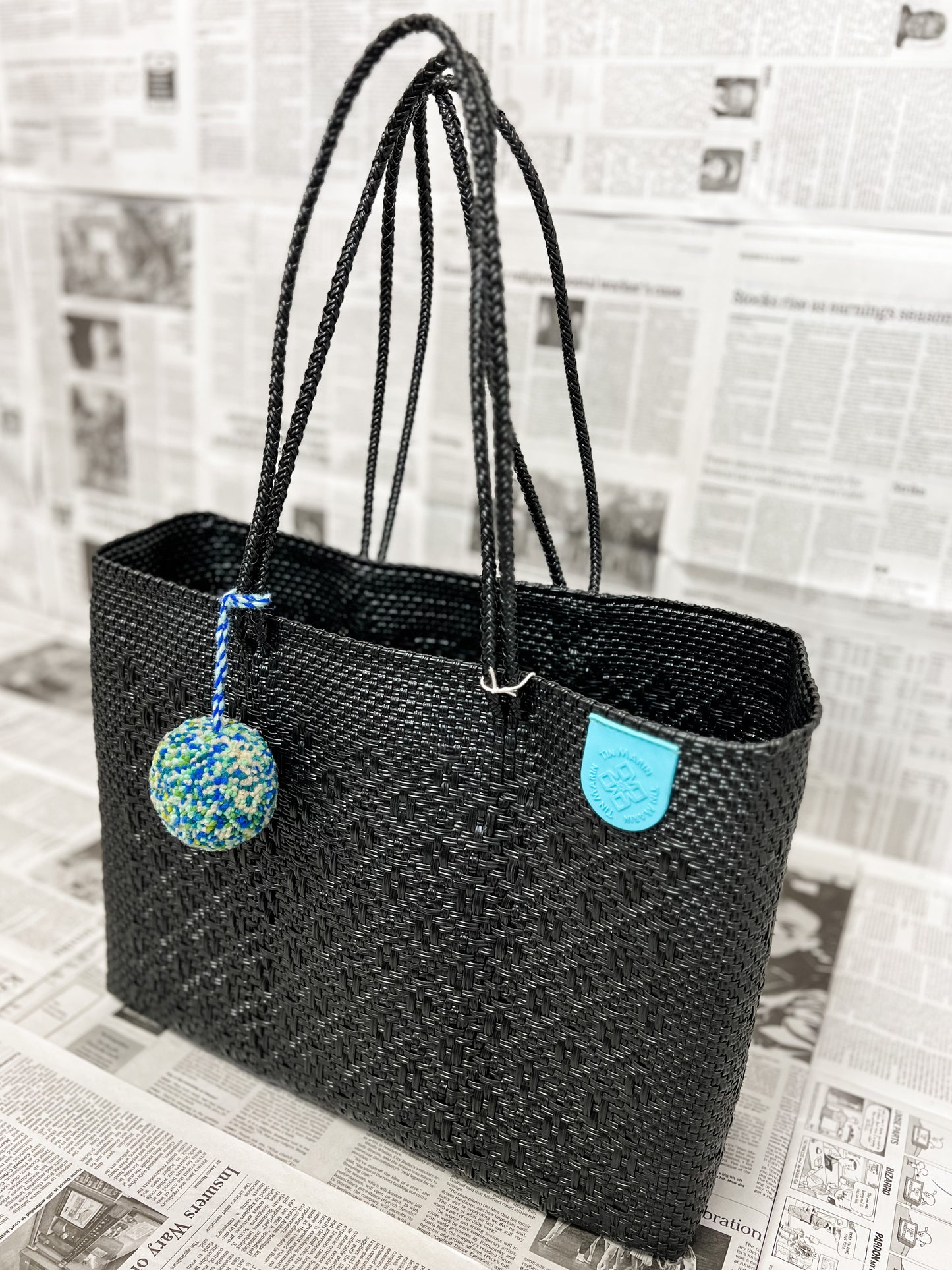 Tin Marin All Black Woven Super Tote