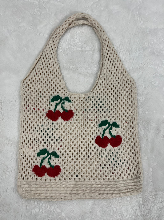 Cherry Open Knit Crochet Bag