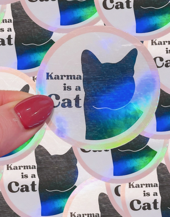 Taylor Swift Karma is a Cat Holographic Sticker