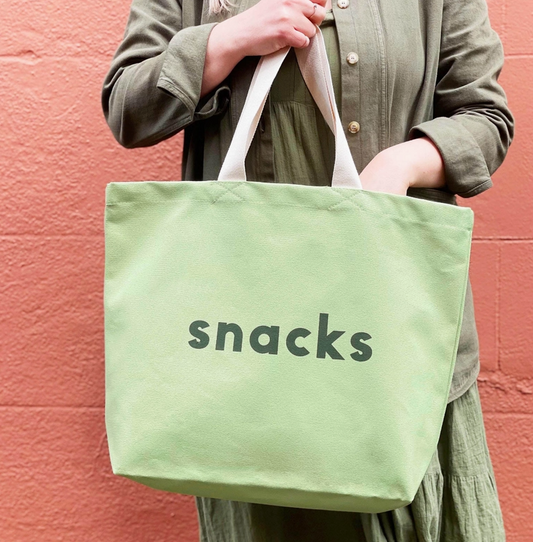 Snacks Green Canvas Tote Bag
