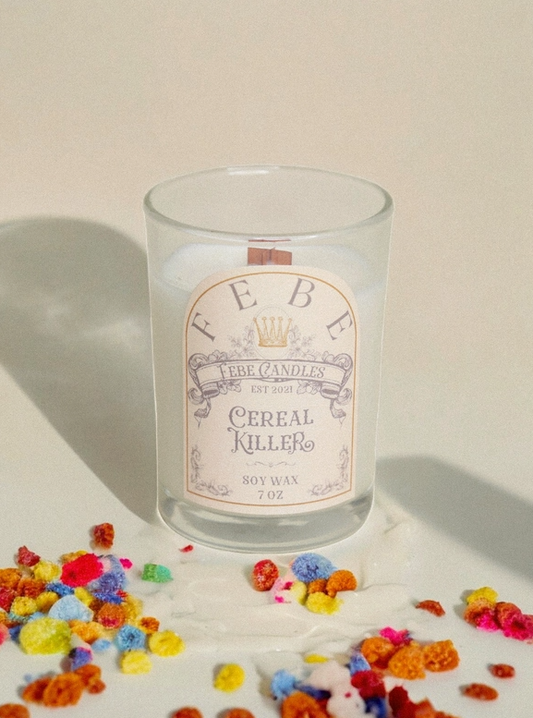 Febe Cereal Killer Soy Wax Wooden Crosswick Candle