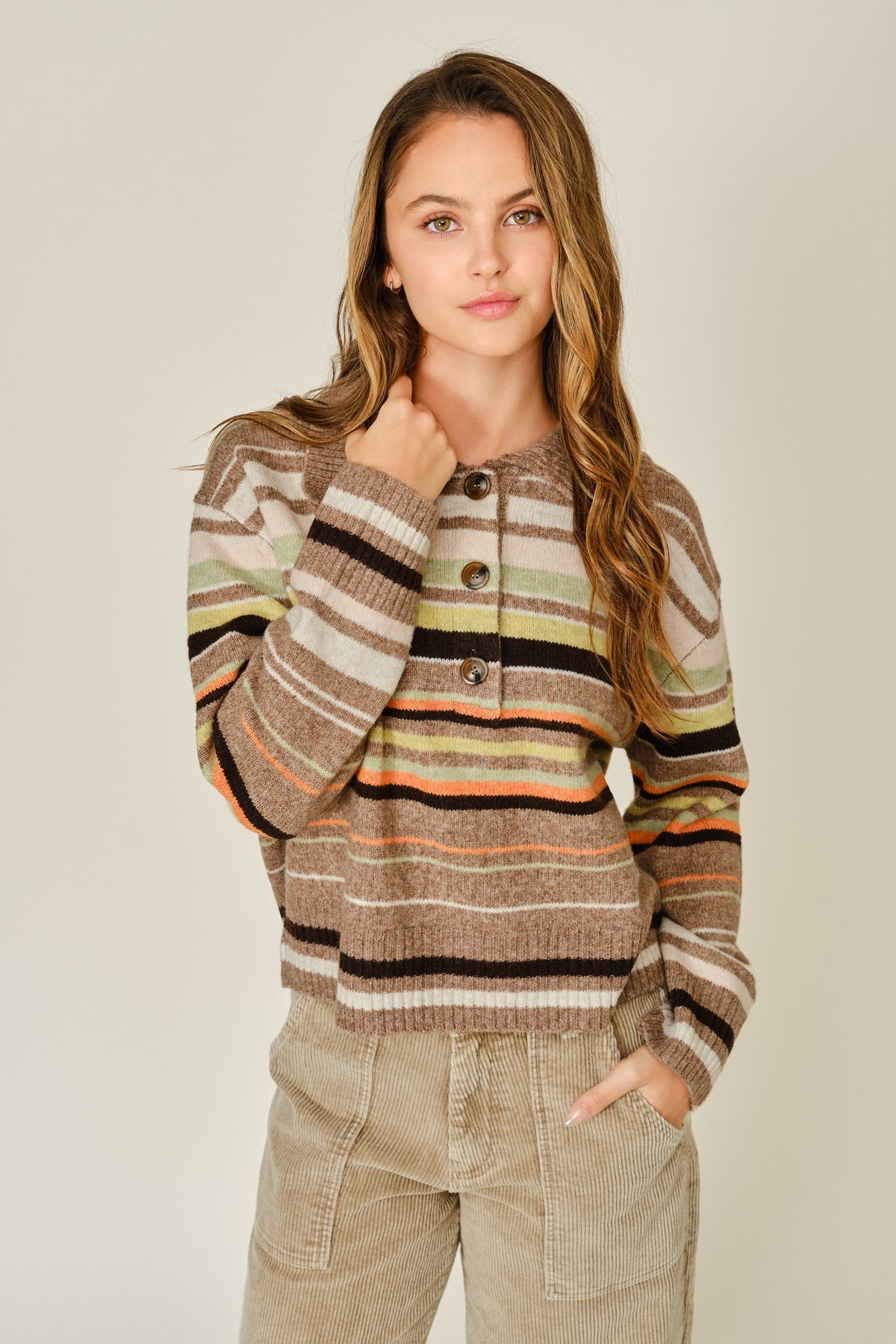 The Olivia Sweater - Mocha Multi